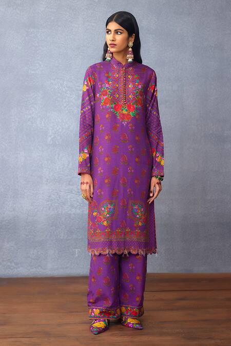 Buy Torani Purple Cotton, Silk Embroidery Mandarin Collar Dil Kusha Zainab Print Kurta Set Online at Aza Fashions Buy_Torani_Purple Cotton, Silk Embroidery Mandarin Collar Dil Kusha Zainab Print Kurta Set _Online_at_Aza_Fashions