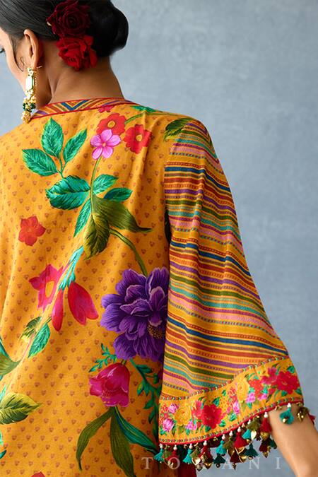 Buy Torani Yellow Cotton, Silk Embroidery, Lace, Tassels Dil Seher Faiza Print Kurta Set Buy_Torani_Yellow Cotton, Silk Embroidery, Lace, Tassels Dil Seher Faiza Print Kurta Set