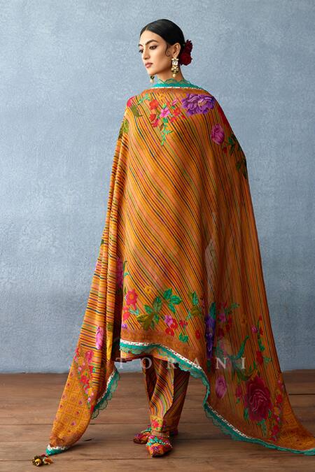 Shop Torani Yellow Cotton, Silk Embroidery, Lace, Tassels Dil Seher Faiza Print Kurta Set Shop_Torani_Yellow Cotton, Silk Embroidery, Lace, Tassels Dil Seher Faiza Print Kurta Set