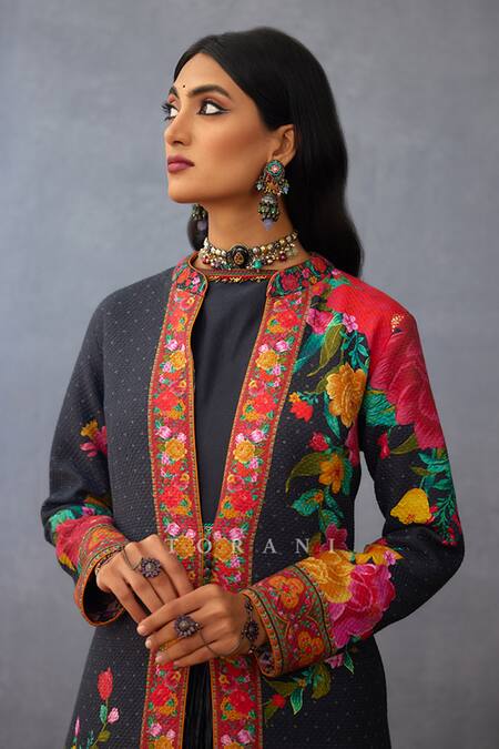 Buy Torani Black Cotton, Silk Embroidery Round Dil Shaad Kerensa Printed Jacket And Dress Set Online at Aza Fashions Buy_Torani_Black Cotton, Silk Embroidery Round Dil Shaad Kerensa Printed Jacket And Dress Set _Online_at_Aza_Fashions