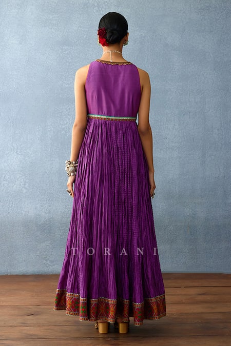 Torani Purple Cotton, Silk Embroidery Round Dil Kusha Keya Printed Jacket And Dress Set Online at Aza Fashions Torani_Purple Cotton, Silk Embroidery Round Dil Kusha Keya Printed Jacket And Dress Set _Online_at_Aza_Fashions