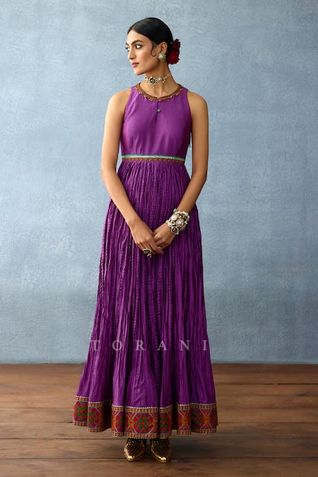 Buy Torani Purple Cotton, Silk Embroidery Round Dil Kusha Keya Printed Jacket And Dress Set Online at Aza Fashions Buy_Torani_Purple Cotton, Silk Embroidery Round Dil Kusha Keya Printed Jacket And Dress Set _Online_at_Aza_Fashions