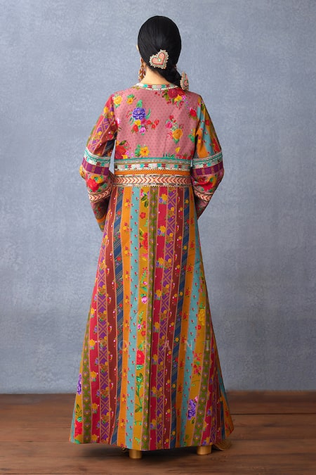 Shop Torani Pink Silk, Cotton Embroidery Dil Ruba Saima Printed Jacket And Dhoti Pant Set at Aza Fashions Shop_Torani_Pink Silk, Cotton Embroidery Dil Ruba Saima Printed Jacket And Dhoti Pant Set _at_Aza_Fashions