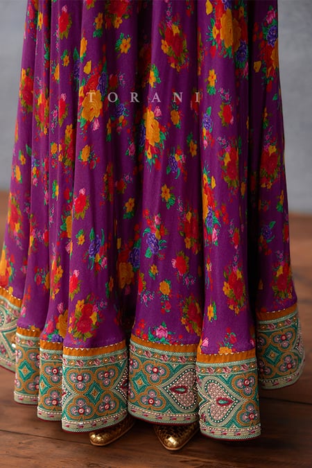 Torani Purple Organza, Silk Tassels, Dil Kusha Rafat Printed Peplum Kurta Sharara Set at Aza Fashions Torani_Purple Organza, Silk Tassels, Dil Kusha Rafat Printed Peplum Kurta Sharara Set _at_Aza_Fashions