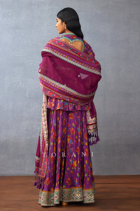 Shop Torani Purple Organza, Silk Tassels, Dil Kusha Rafat Printed Peplum Kurta Sharara Set at Aza Fashions Shop_Torani_Purple Organza, Silk Tassels, Dil Kusha Rafat Printed Peplum Kurta Sharara Set _at_Aza_Fashions