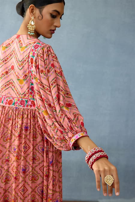 Torani Pink Cotton, Silk Embroidery Round Neck Dil Ruba Urma Printed Dress at Aza Fashions Torani_Pink Cotton, Silk Embroidery Round Neck Dil Ruba Urma Printed Dress _at_Aza_Fashions