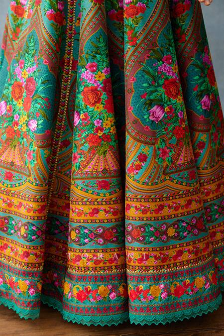 Torani_Blue Organza, Silk Embroidery, Dil Rang Naila Printed Anarkali With Dupatta _Online_at_Aza_Fashions