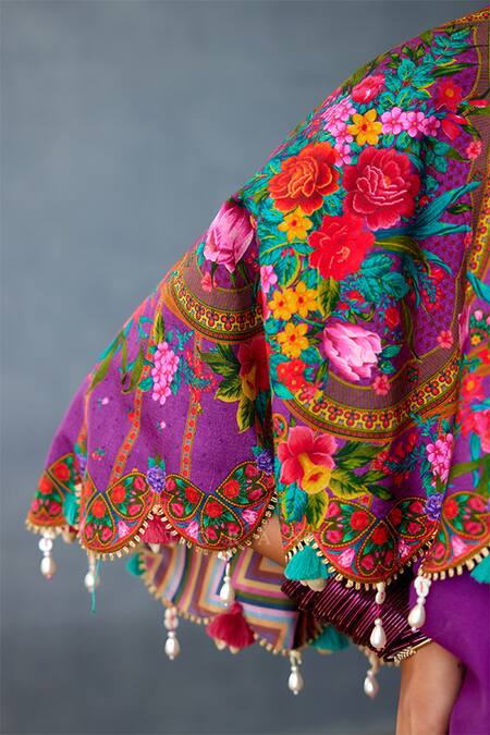 Shop_Torani_Purple Dil Kusha Nazila Printed Cape _Online_at_Aza_Fashions