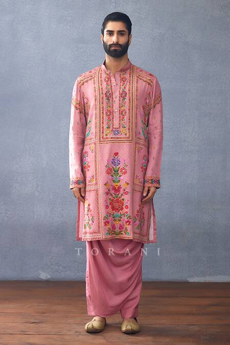 Buy Torani Pink Silk Sequins, Zari Dil Ruba Talal Print Kurta Set Buy_Torani_Pink Silk Sequins, Zari Dil Ruba Talal Print Kurta Set