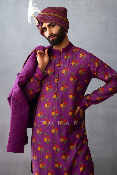Torani Purple Muslin, Silk Embroidery Dil Kusha Mutaz Embossed Jacket And Kurta Set Online at Aza Fashions Torani_Purple Muslin, Silk Embroidery Dil Kusha Mutaz Embossed Jacket And Kurta Set _Online_at_Aza_Fashions
