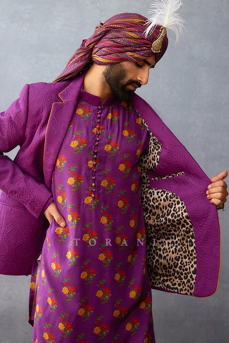 Shop Torani Purple Muslin, Silk Embroidery Dil Kusha Mutaz Embossed Jacket And Kurta Set Online at Aza Fashions Shop_Torani_Purple Muslin, Silk Embroidery Dil Kusha Mutaz Embossed Jacket And Kurta Set _Online_at_Aza_Fashions