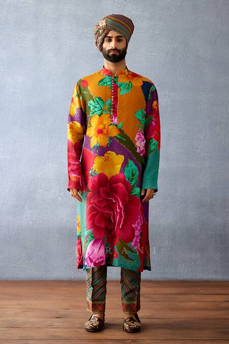 Torani Multi Color Jersey, Silk Embroidery Dil Rang Zaki Print Kurta Set Online at Aza Fashions Torani_Multi Color Jersey, Silk Embroidery Dil Rang Zaki Print Kurta Set _Online_at_Aza_Fashions