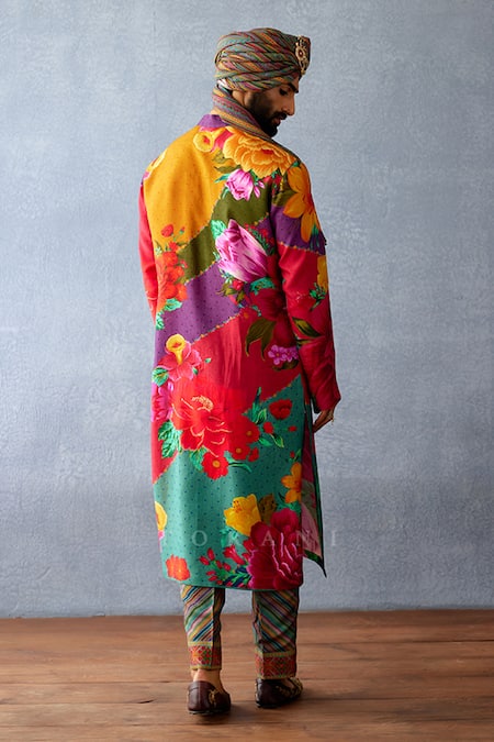 Shop Torani Multi Color Jersey, Silk Embroidery Dil Rang Zaki Print Kurta Set at Aza Fashions Shop_Torani_Multi Color Jersey, Silk Embroidery Dil Rang Zaki Print Kurta Set _at_Aza_Fashions