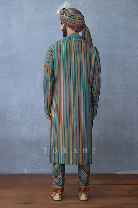 Shop Torani Multi Color Silk Embroidery Floral Printed Bundi And Kurta Set at Aza Fashions Shop_Torani_Multi Color Silk Embroidery Floral Printed Bundi And Kurta Set _at_Aza_Fashions