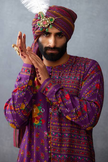 Shop Torani Purple Jersey, Silk Embroidery Dil Kusha Fayaz Print Kurta Set Online at Aza Fashions Shop_Torani_Purple Jersey, Silk Embroidery Dil Kusha Fayaz Print Kurta Set _Online_at_Aza_Fashions