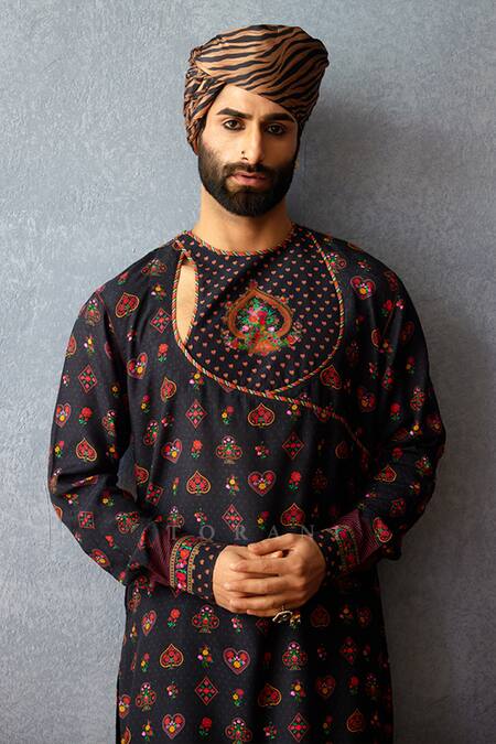 Shop Torani Black Silk Embroidery Dil Shaad Marwan Print Kurta Set Online at Aza Fashions Shop_Torani_Black Silk Embroidery Dil Shaad Marwan Print Kurta Set _Online_at_Aza_Fashions