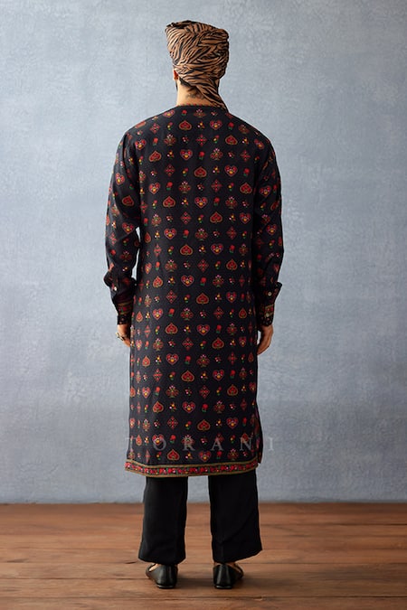 Shop Torani Black Silk Embroidery Dil Shaad Marwan Print Kurta Set at Aza Fashions Shop_Torani_Black Silk Embroidery Dil Shaad Marwan Print Kurta Set _at_Aza_Fashions