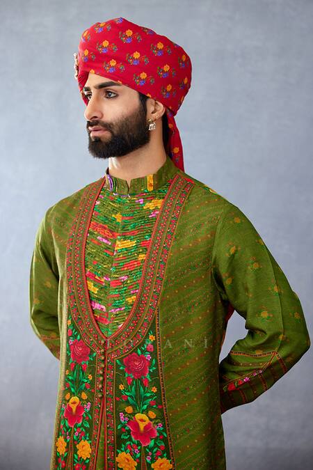 Buy Torani Green Cotton, Silk Embroidery Dil Saaz Farid Print Kurta Set Online at Aza Fashions Buy_Torani_Green Cotton, Silk Embroidery Dil Saaz Farid Print Kurta Set _Online_at_Aza_Fashions