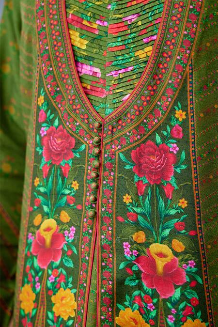 Torani Green Cotton, Silk Embroidery Dil Saaz Farid Print Kurta Set at Aza Fashions Torani_Green Cotton, Silk Embroidery Dil Saaz Farid Print Kurta Set _at_Aza_Fashions