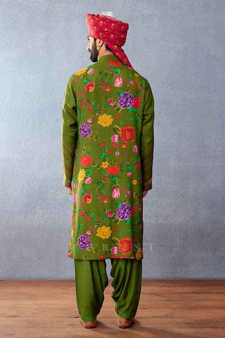 Shop Torani Green Cotton, Silk Embroidery Dil Saaz Farid Print Kurta Set at Aza Fashions Shop_Torani_Green Cotton, Silk Embroidery Dil Saaz Farid Print Kurta Set _at_Aza_Fashions