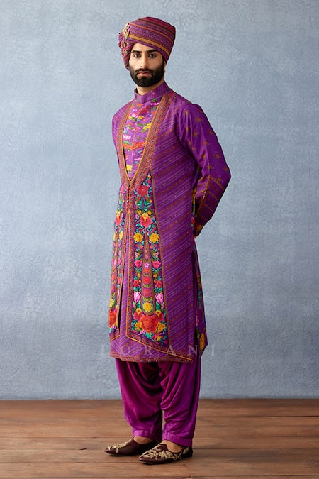 Torani Purple Cotton, Silk Embroidery Dil Kusha Khalil Print Kurta Set Online at Aza Fashions Torani_Purple Cotton, Silk Embroidery Dil Kusha Khalil Print Kurta Set _Online_at_Aza_Fashions