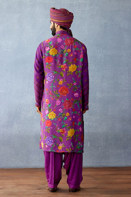 Shop Torani Purple Cotton, Silk Embroidery Dil Kusha Khalil Print Kurta Set at Aza Fashions Shop_Torani_Purple Cotton, Silk Embroidery Dil Kusha Khalil Print Kurta Set _at_Aza_Fashions