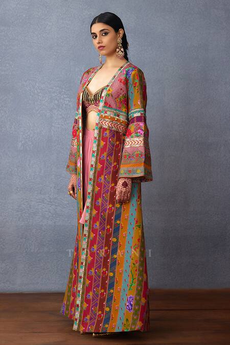 Torani Pink Silk, Cotton Embroidery Dil Ruba Saima Printed Jacket And Dhoti Pant Set Online at Aza Fashions Torani_Pink Silk, Cotton Embroidery Dil Ruba Saima Printed Jacket And Dhoti Pant Set _Online_at_Aza_Fashions