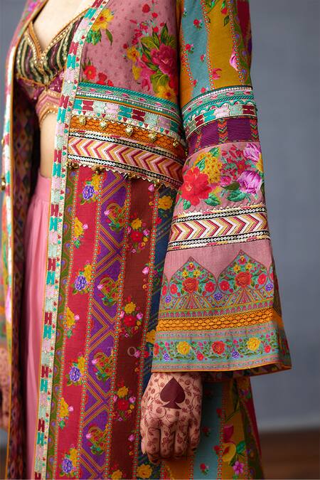 Buy Torani Pink Silk, Cotton Embroidery Dil Ruba Saima Printed Jacket And Dhoti Pant Set Online at Aza Fashions Buy_Torani_Pink Silk, Cotton Embroidery Dil Ruba Saima Printed Jacket And Dhoti Pant Set _Online_at_Aza_Fashions