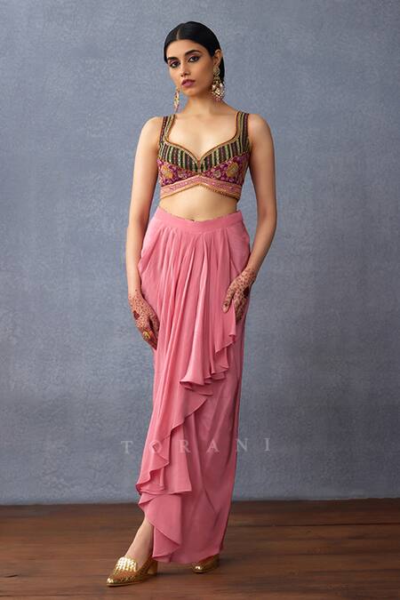 Torani Pink Silk, Cotton Embroidery Dil Ruba Saima Printed Jacket And Dhoti Pant Set at Aza Fashions Torani_Pink Silk, Cotton Embroidery Dil Ruba Saima Printed Jacket And Dhoti Pant Set _at_Aza_Fashions