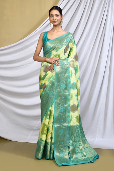Khwaab by Sanjana Lakhani Green Silk Woven Banarasi Saree With Running Blouse