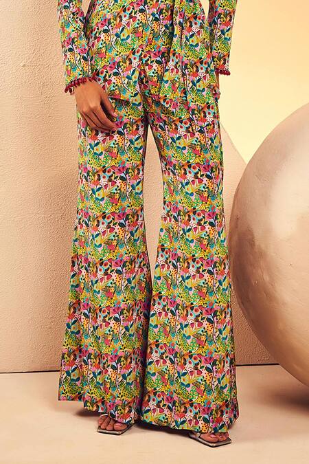 Aneesh Agarwaal_Pink Crepe Stones Hand Print Tie-up Blazer Sharara Set _Online_at_Aza_Fashions