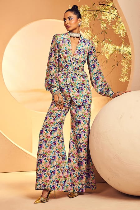 Aneesh Agarwaal Floral Print Blazer Pant Set 