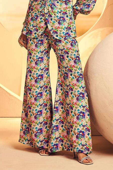 Aneesh Agarwaal Pink Crepe Embroidery Floral Print Blazer Pant Set Online at Aza Fashions Aneesh Agarwaal_Pink Crepe Embroidery Floral Print Blazer Pant Set _Online_at_Aza_Fashions