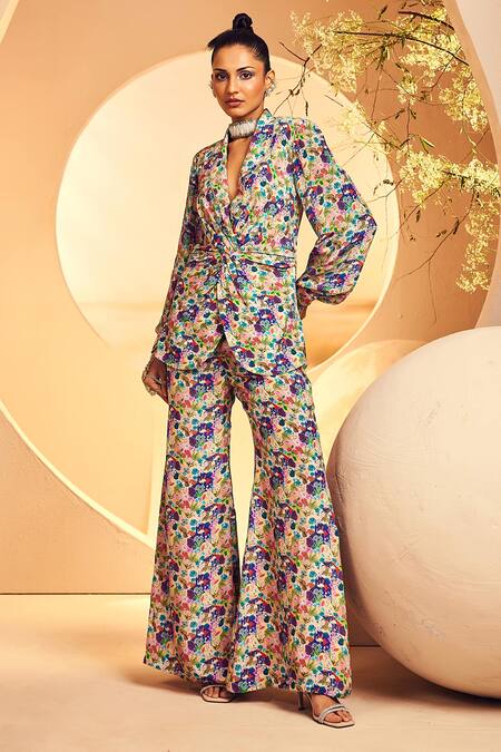 Buy Aneesh Agarwaal Pink Crepe Embroidery Floral Print Blazer Pant Set Online at Aza Fashions Buy_Aneesh Agarwaal_Pink Crepe Embroidery Floral Print Blazer Pant Set _Online_at_Aza_Fashions