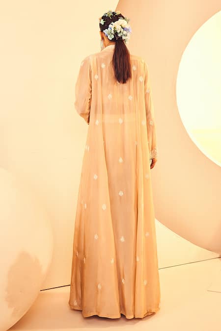 Shop Aneesh Agarwaal Gold Organza Cut Work, Sequins, Beads, Celeste Pearl Bloom Jacket Palazzo Set at Aza Fashions Shop_Aneesh Agarwaal_Gold Organza Cut Work, Sequins, Beads, Celeste Pearl Bloom Jacket Palazzo Set _at_Aza_Fashions