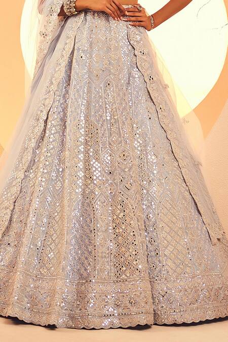 Buy Aneesh Agarwaal Blue Organza Mirrors, Foil Printing, Persian And Embroidered Bridal Lehenga Set Online at Aza Fashions Buy_Aneesh Agarwaal_Blue Organza Mirrors, Foil Printing, Persian And Embroidered Bridal Lehenga Set _Online_at_Aza_Fashions