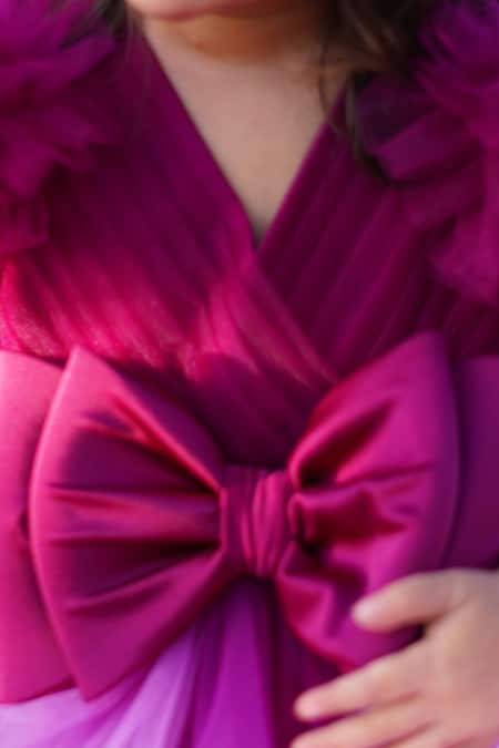 Shop_Janyas Closet_Purple Silk, Net, Linen Bows, Ruffles Enchanted Ombre Frilled Gown _Online_at_Aza_Fashions