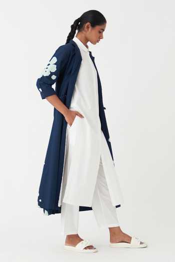 Buy_Three_Blue Cotton Collared Floral Print Jacket _Online_at_Aza_Fashions