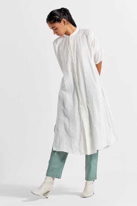 THREE Thread Embroidered Frayed Edge Tunic 