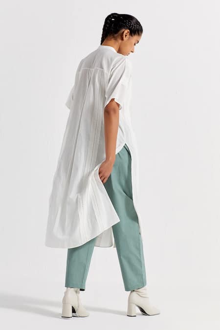 Three Thread Embroidered Frayed Edge Tunic 