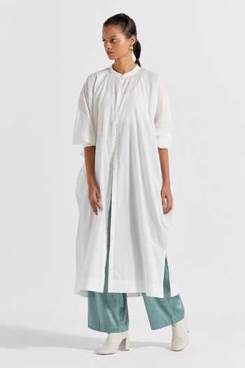 Three Solid Pintucked Kaftan 