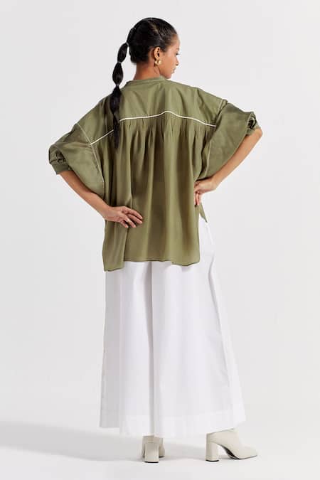 Three Pintucked Top & Pleated Pant Set 