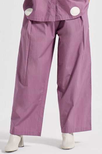 Buy Three Purple Poplin Collared Polka Pattern Shirt And Pant Set Online at Aza Fashions Buy_Three_Purple Poplin Collared Polka Pattern Shirt And Pant Set _Online_at_Aza_Fashions