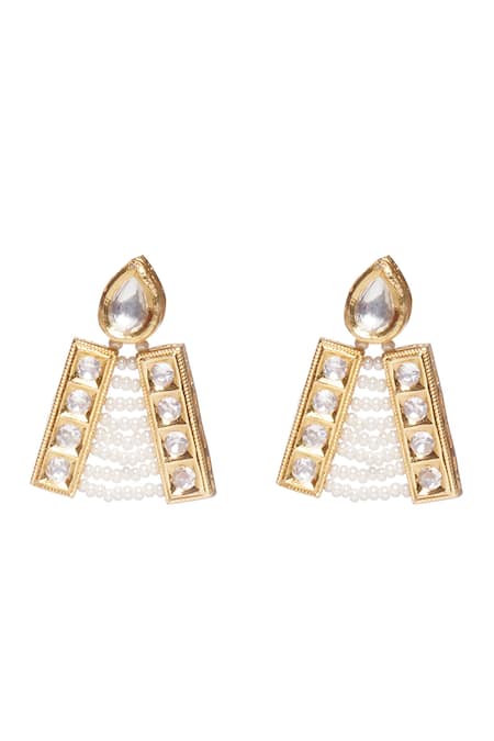 Preeti Mohan_White Pearls, Gota Patti Chitrali Layered Necklace Set _Online_at_Aza_Fashions