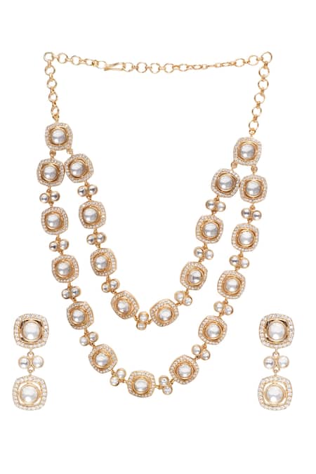 Preeti Mohan Kaushiki Two Line Polki Necklace Set 