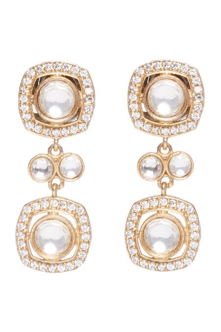 Preeti Mohan_Gold Plated Diamonds, Stones Kaushiki Two Line Polki Necklace Set _Online_at_Aza_Fashions