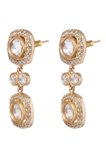 Buy_Preeti Mohan_Gold Plated Diamonds, Stones Kaushiki Two Line Polki Necklace Set _Online_at_Aza_Fashions