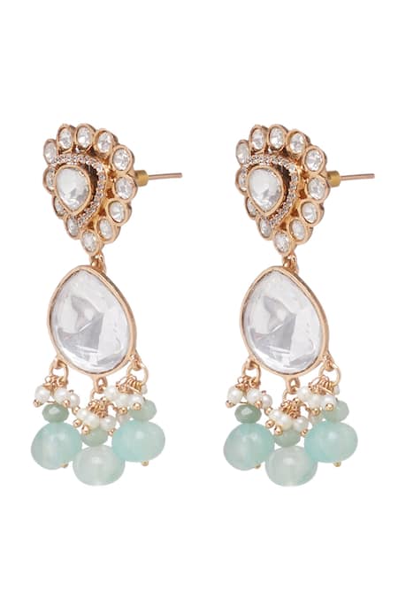 Shop Preeti Mohan Green Diamonds, Stones Menka Embellished Choker Necklace Set Online at Aza Fashions Shop_Preeti Mohan_Green Diamonds, Stones Menka Embellished Choker Necklace Set _Online_at_Aza_Fashions