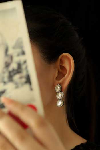 Do Taara_Silver Plated Crystals, Diamonds Cubic Zirconia Studded Danglers _Online_at_Aza_Fashions