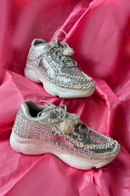 Chal Jooti Silver Crystal Marvellous Maze Embellished Shoes 